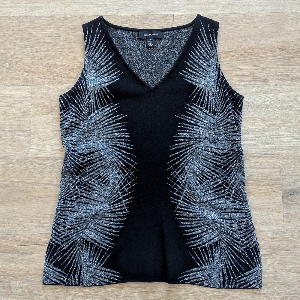St. John Black and Silver Women's Top Size Small